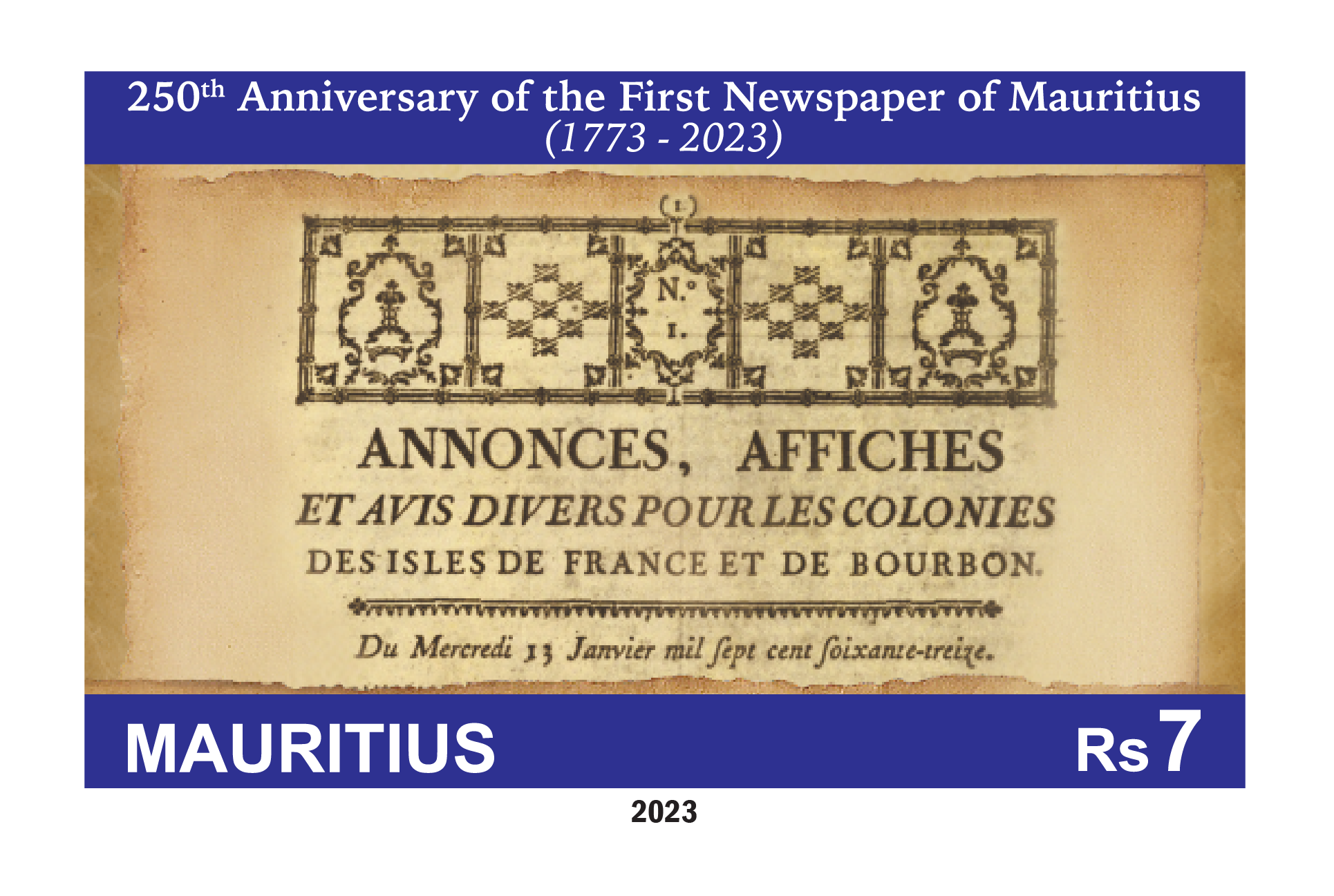 250th Anniversary of the First Newspaper of Mauritius (1773-2023) - Two panes of 25